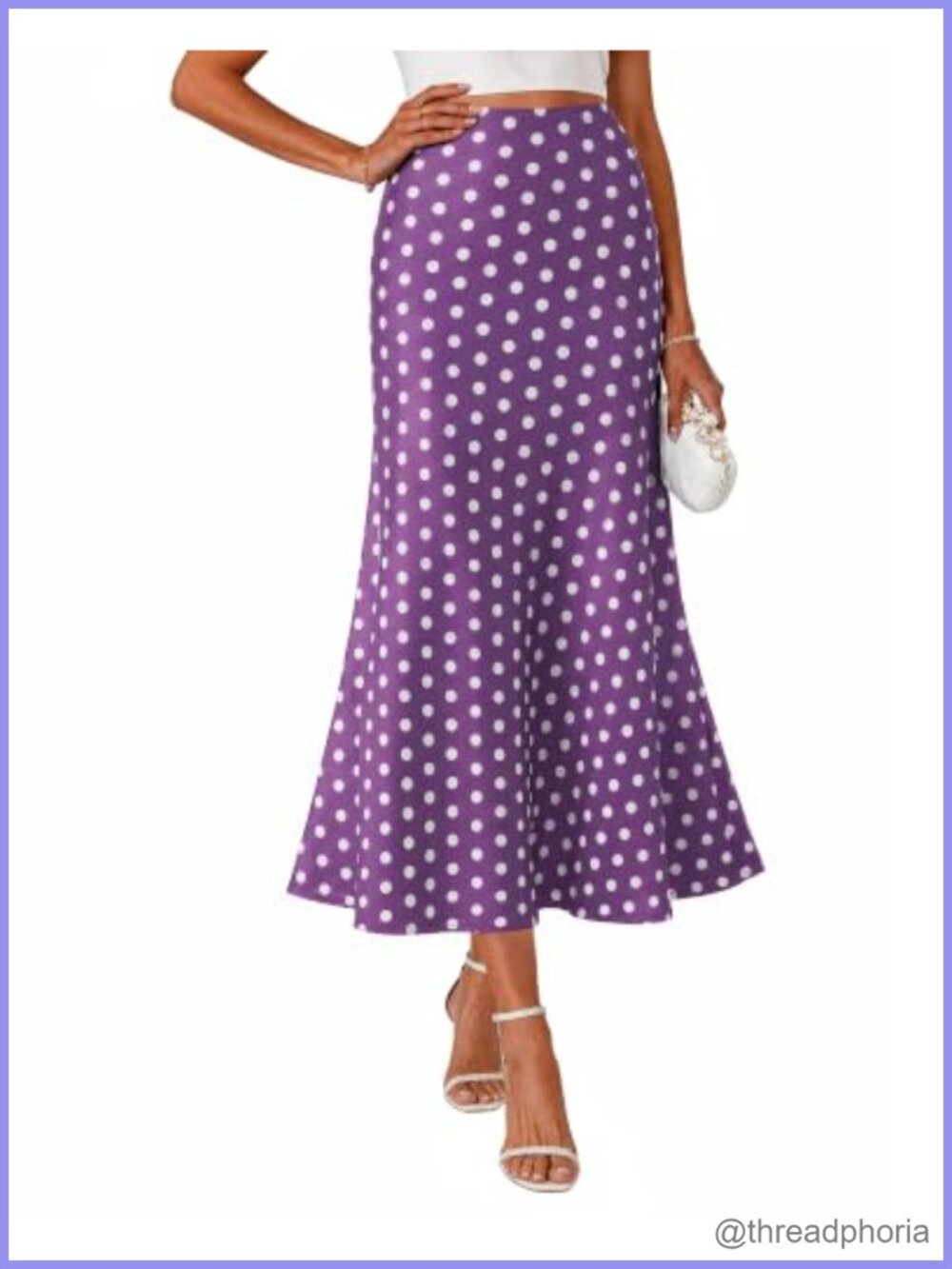 Womens Maxi Skirt Polka Dot High Waist A-Line Long Skirt
